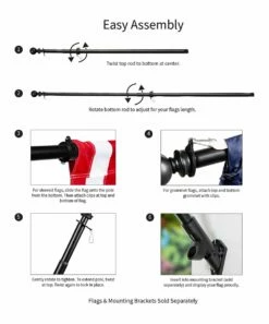 New 🥰 Evergreen Black Extendable Metal Outdoor Flag Pole 🛒 -Outlet Evergreen Shop zu95989913 alt 1 tm1649355155