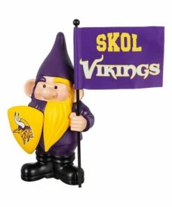 Hot Sale ✔️ Evergreen Minnesota Vikings Purple & Gold Flag Holder Gnome 😀