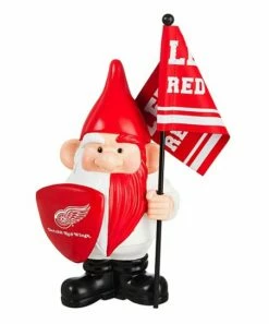 Buy 👏 Evergreen Detroit Red Wings Red & White Flag Holder Gnome 👏