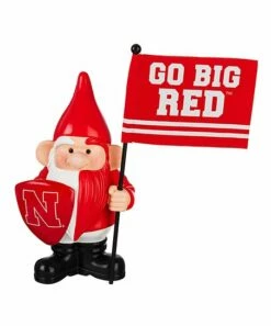 Buy ✨ Evergreen University Of Nebraska Red & White 'Go Big Red' Flag Gnome 😉