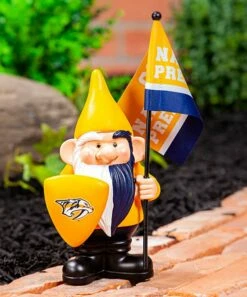 Budget 💯 Evergreen Nashville Predators Yellow & Blue 'Go' Flag Gnome 🎉