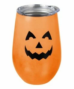 Brand new 😉 Evergreen Orange Glow Jack-O-Lantern 12 Oz. Stainless Steel Wine Tumbler ⌛