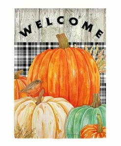 Promo 🛒 Evergreen Fresh Pumpkins Garden Suede Flag 🔥