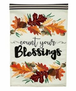 Wholesale 🌟 Evergreen 'Count Your Blessings' Garden Burlap Flag 👍