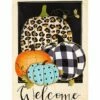 Hot Sale ✨ Evergreen Mixed Pumpkins 'Welcome' Garden Linen Flag 🔔