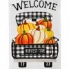 New 🎁 Evergreen Pumpkin Plaid 'Welcome' Truck Garden Burlap Flag 🔥