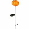 Discount 😀 Evergreen Solar Art Pumpkin Glass Garden Stake 🛒