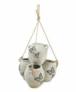 Wholesale ✨ Evergreen White Butterfly Hanging Pot Planter 😀