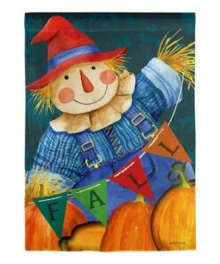 Best Pirce 🎁 Evergreen Orange & Red 'Fall' Scarecrow Garden Flag ⭐