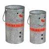 Wholesale 🔥 Evergreen Silvertone Galvanized Metal Scarf Snowman Planter - Set Of Two 😉