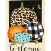 Budget ✔️ Evergreen Black 'Welcome' Pattern-Fill Pumpkins Outdoor Flag 🔥