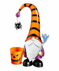 Flash Sale 🌟 Evergreen Orange & Black Gnome & Jack-o'-Lantern Planter Statue 🔔