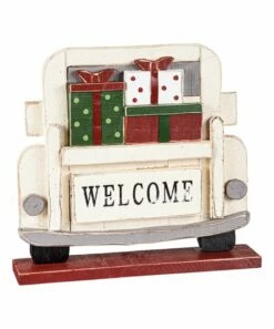 New 💯 Evergreen White 'Welcome' Truck Wood Outdoor Sign ❤️