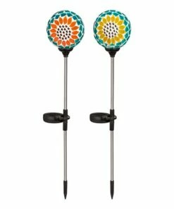 Buy ✔️ Evergreen Sunflower Mosaic Solar Garden Stake - Set Of Two ⌛
