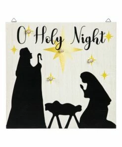 Outlet 🧨 Evergreen Black & Gold 'O Holy Night' Solar Greeter Sign Set 🔔