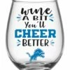 Best Sale 🧨 Evergreen Detroit Lions Clear & Blue Stemless Wineglass & Gift Box ✔️