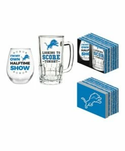Cheapest 😉 Evergreen Detroit Lions Blue & Black Drinkware Gift Set ✨