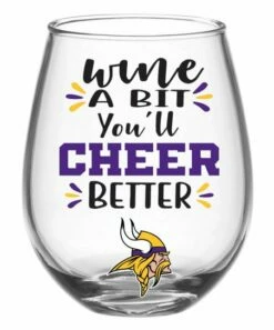 Buy 🛒 Evergreen Minnesota Vikings Clear & Purple Stemless Wineglass & Gift Box 🔔
