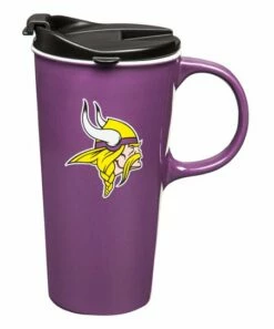 Wholesale ✔️ Evergreen Minnesota Vikings Purple & Black 17-Oz. Travel Latte Mug Set 🎉