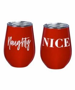 Best Sale 🔔 Evergreen Red & White 'Naughty & Nice' Wine Tumbler - Set Of Two 🔔