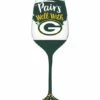 Brand new 😉 Evergreen Green Bay Packers Green 'Pairs Well' Wineglass 👍