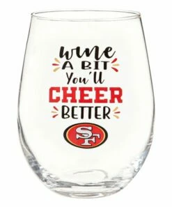 Flash Sale 🔥 Evergreen San Francisco 49ers Clear & Red Stemless Wineglass & Gift Box 🧨
