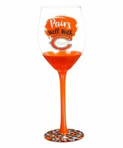 Outlet 🥰 Evergreen Chicago Bears Orange 'Pairs Well' Wineglass 👍