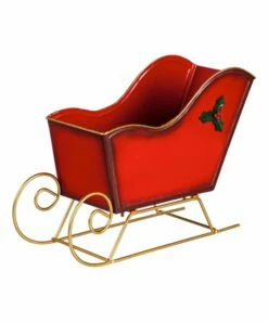 Best Sale 🔥 Evergreen Red & Goldtone Metal Sled Décor 🛒
