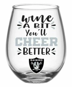 Discount 😍 Evergreen Las Vegas Raiders Clear & Gray Stemless Wineglass & Gift Box 👏