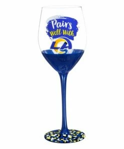 New ❤️ Evergreen Los Angeles Rams Blue 'Pairs Well' Wineglass 🥰