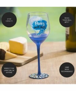 Hot Sale 👍 Evergreen Detroit Lions Blue & Clear 17-Oz. Wineglass & Gift Box ❤️ -Outlet Evergreen Shop zu97843131 alt 4 tm1647027222