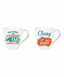 Wholesale 🎁 Evergreen Miami Dolphins Aqua & Orange Ceramic Mug - Set Of Two 🎉