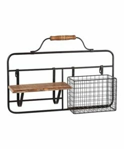 Deals 👏 Evergreen Black & Brown Metal & Wood Wall Organizer 🌟