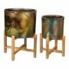 Flash Sale 🧨 Evergreen Brown & Green Metallic Patina Footed Planter - Set Of Two 👏