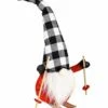 Best Sale 🎉 Evergreen Black & White Buffalo Plaid Skiing Gnome Statue 🔥