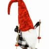 Hot Sale 😀 Evergreen Black & Red Buffalo Plaid Skiing Gnome Statue ⭐