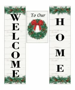 Buy 🌟 Evergreen White & Green 'Welcome Home' Holiday Wreath Door Banner Set ⌛