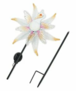 Flash Sale 🔥 Evergreen White Swan Solar Pinwheel Garden Stake ✔️