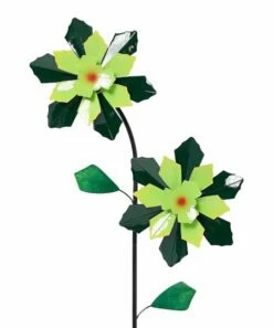 Cheap 🛒 Evergreen Green & Dark Green Double Flower Pinwheel Garden Stake 🥰