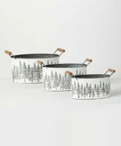 Wholesale 😉 Sullivans White & Green Evergreen Tree Planter - Set Of 3 🌟