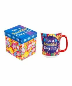 Budget 🎁 Evergreen Navy & Red Floral 'Leave Me Alone' Mug & Gift Box 🎉