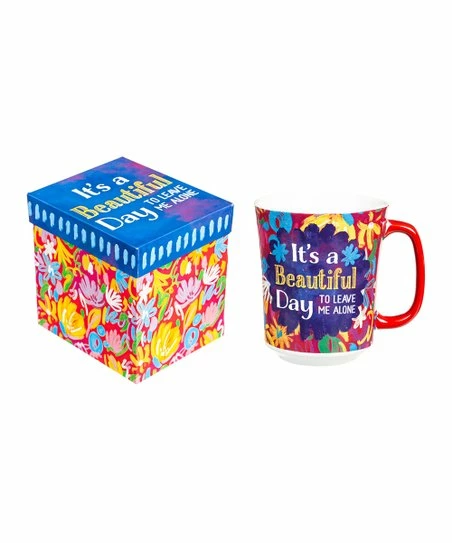 Budget π Evergreen Navy & Red Floral 'Leave Me Alone' Mug & Gift Box π 1 Budget π Evergreen Navy & Red Floral 'Leave Me Alone' Mug & Gift Box π