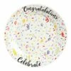 Best Sale ❤️ Evergreen White Multicolor 'Congratulations' Dessert Plate 🧨