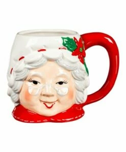 Brand new 🌟 Evergreen Red & White Mrs. Santa Figural Mug 😉