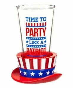 Discount ⌛ Evergreen Red & Blue 'Party Like A Patriot' Pint Glass & Coaster 👍