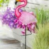 Best Pirce 😀 Evergreen Flamingo Rain Gauge Garden Stake ⭐