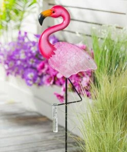 Best Pirce 😀 Evergreen Flamingo Rain Gauge Garden Stake ⭐