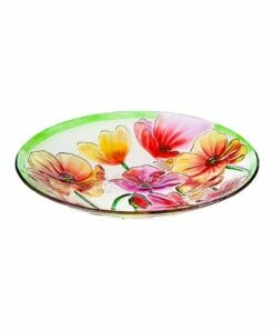 Buy 🥰 Evergreen Poppies Glass Birdbath 💯